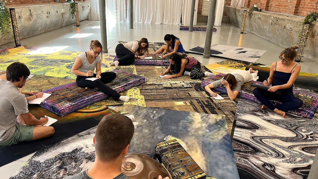 Workshop-Setup im Hauptraum mit Matten im Kreis — Zenctuary Berlin Friedrichshain