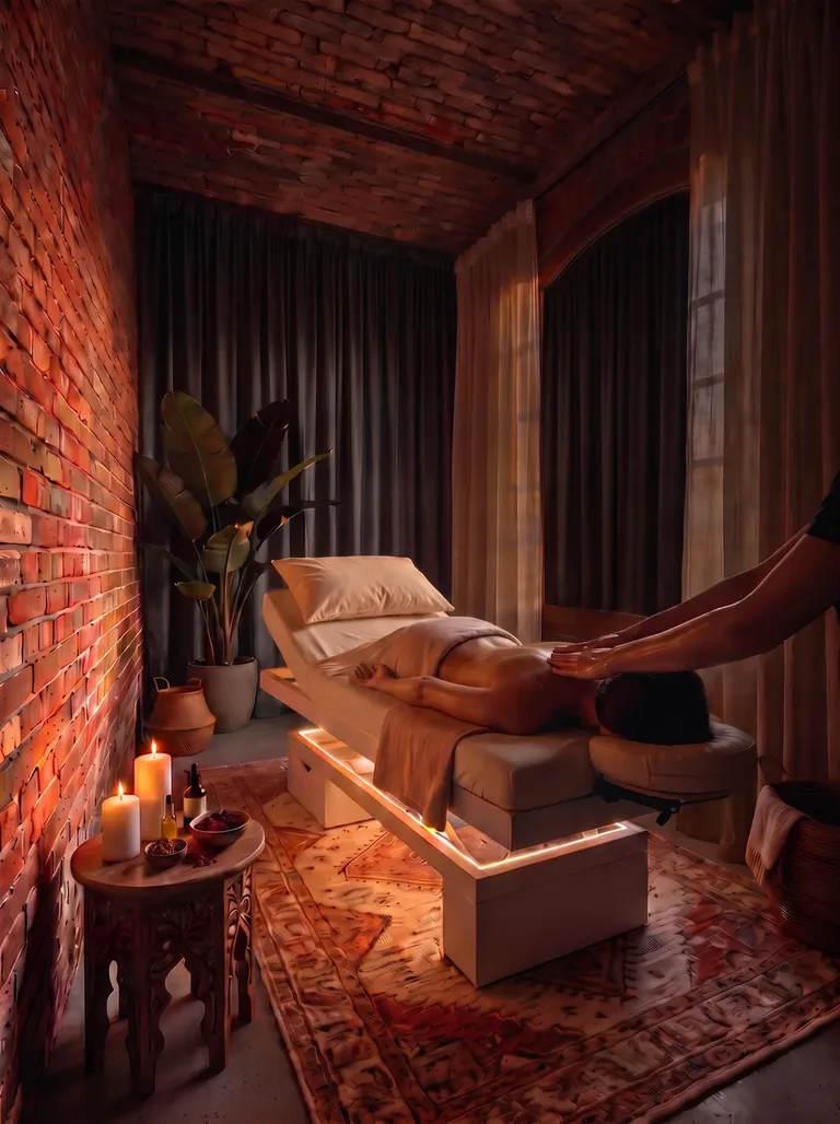 Massage in Berlin Friedrichshain: Behandlung im Massageraum bei Kerzenlicht